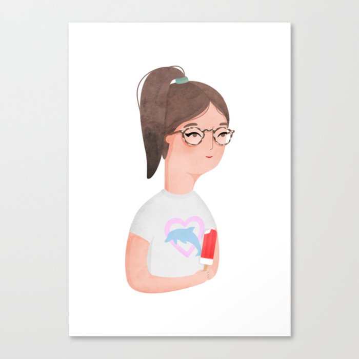 Girl and ice cream. Canvas Print