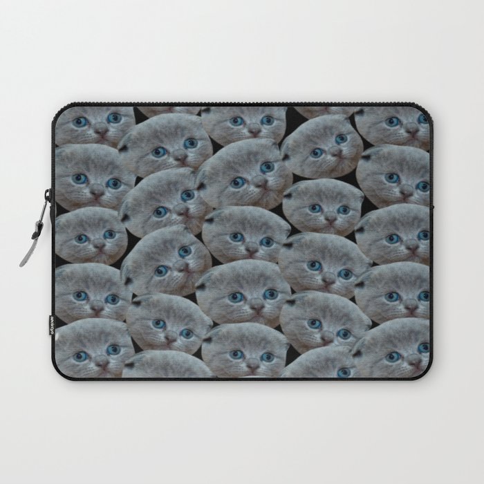 cute collage pattern shorthair grey cat Laptop Sleeve