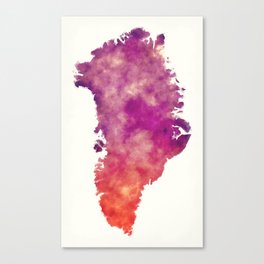 Greenland watercolor map in front of a white background Canvas Print