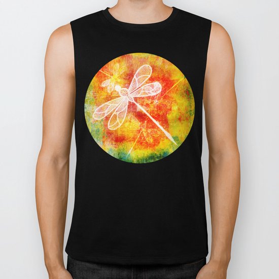 Dragonfly in embroidered beauty Biker Tank