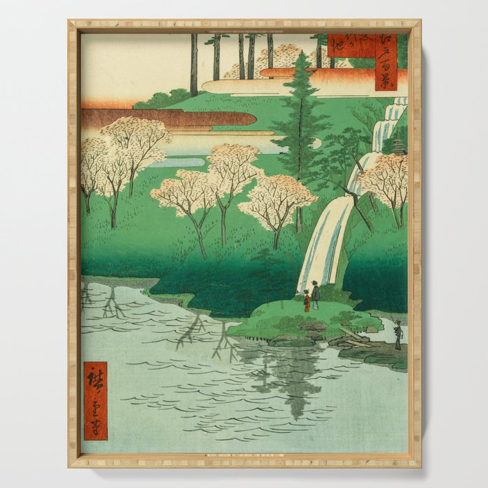 Chiyogaike Pond, Meguro, 1856 by Utagawa Hiroshige Serving Tray