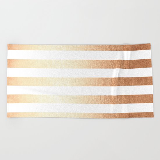 Simply Striped Deep Bronze Amber Beach Towel