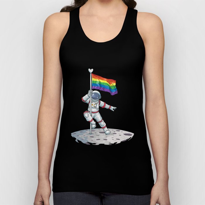 Astronaut rainbow flag Love is Love LGBT lesbian gay Tank Top