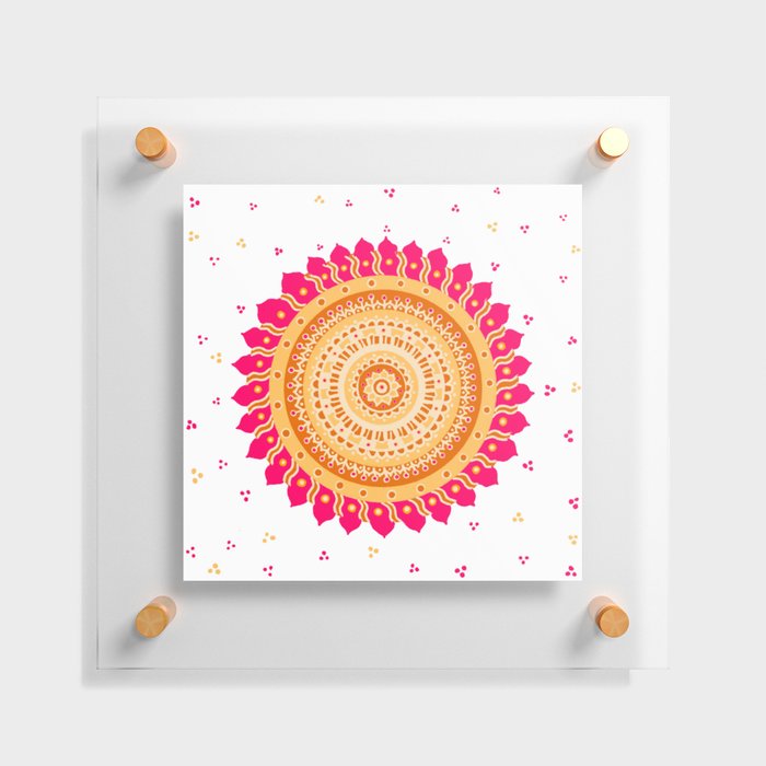 Flower Mandala - Sunset Fiery Hues Floating Acrylic Print