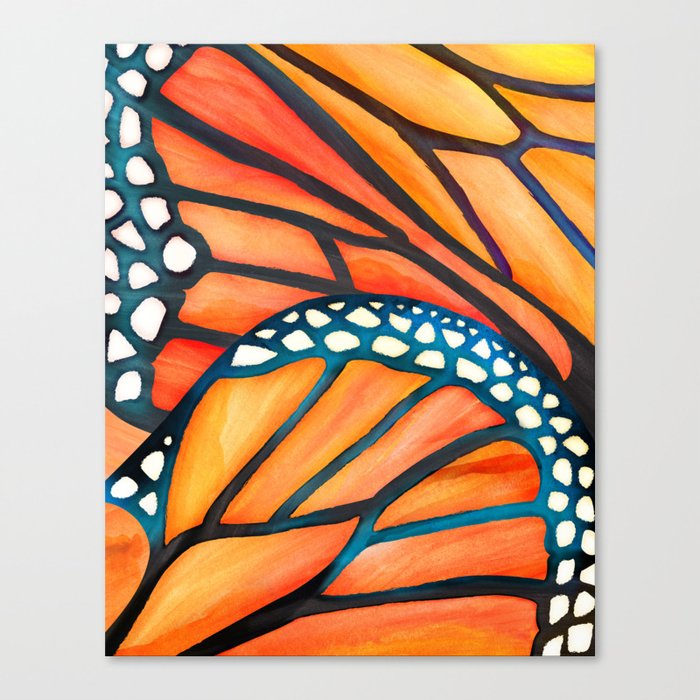 Monarch Butterfly Wings Watercolor Abstract Canvas Print