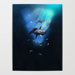 Hammerhead Shark Underwater Ocean Poster