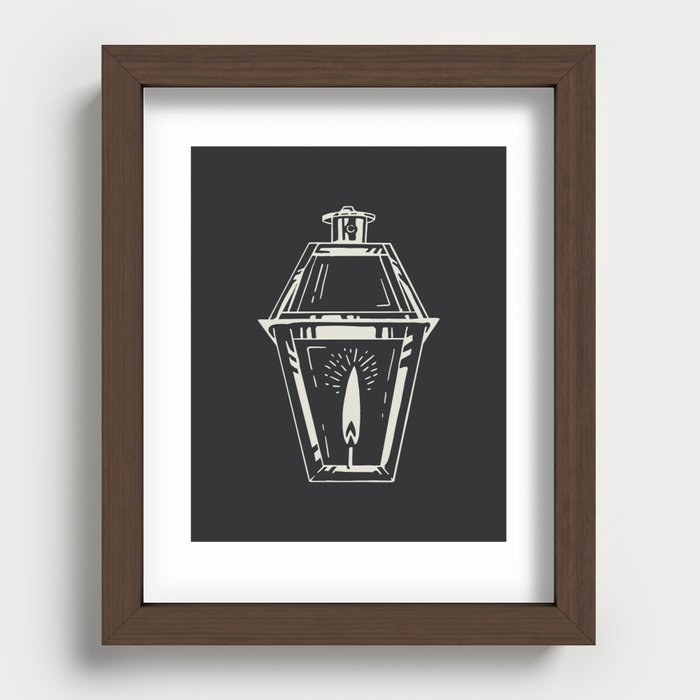 Gas Lantern Light Block Print Style Recessed Framed Print