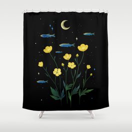 Flowers and Fish Shower Curtain