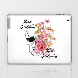 Skull with vibrant flowers and emotions Laptop Skin