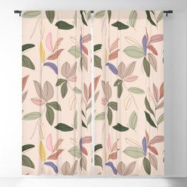 Botanical Illustration Line Drawing Lineart Abstract Leaves  Blackout Curtain
