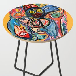 Yellow Life With Birds Street Art Side Table