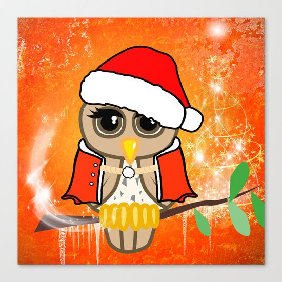 Funny christmas owl Canvas Print