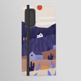 Country vibe and houses in a purple landscape Android Wallet Case