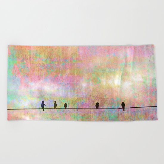 The Quickening, Abstract Sky and Birds Beach Towel