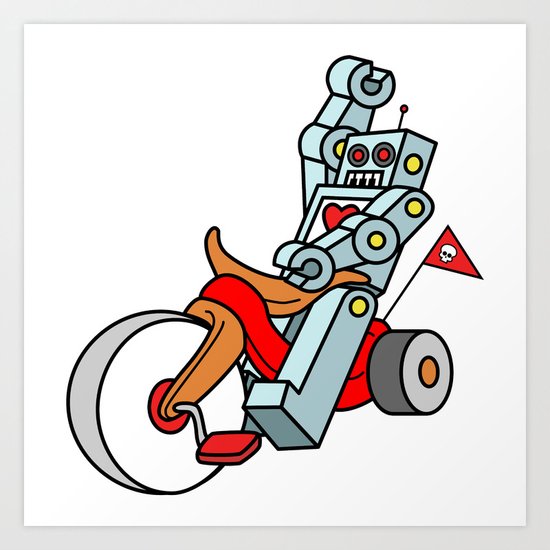 Hot Wheeling Robot Love Art Print
