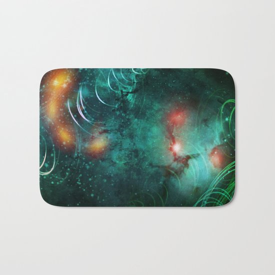 Turquoise Nebula Abstract Bath Mat