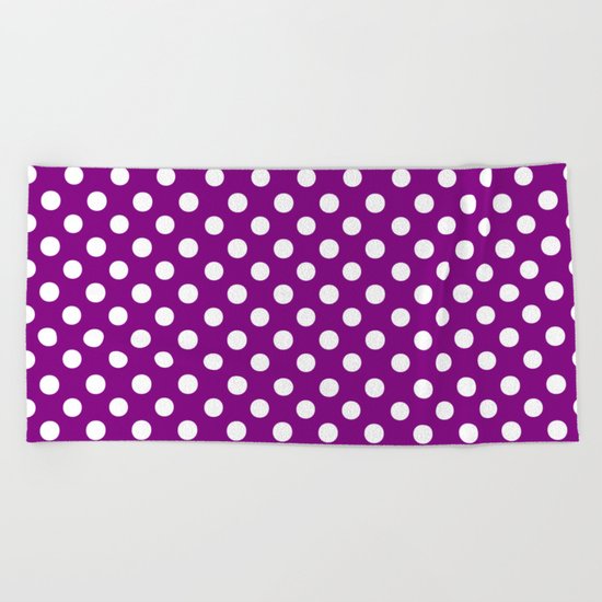 Polka Dots (White/Purple) Beach Towel