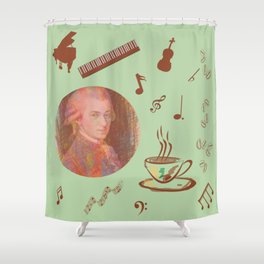 Coffee is a human right for artists - on a green background Shower Curtain