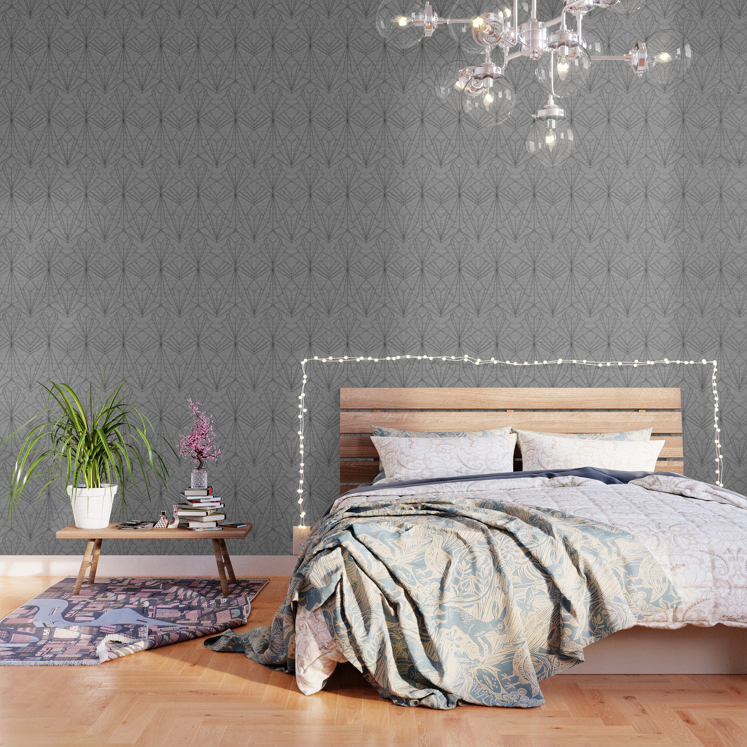 Art Deco In Black Grey Large Scale Wallpaper By Wellingtonboot Society6