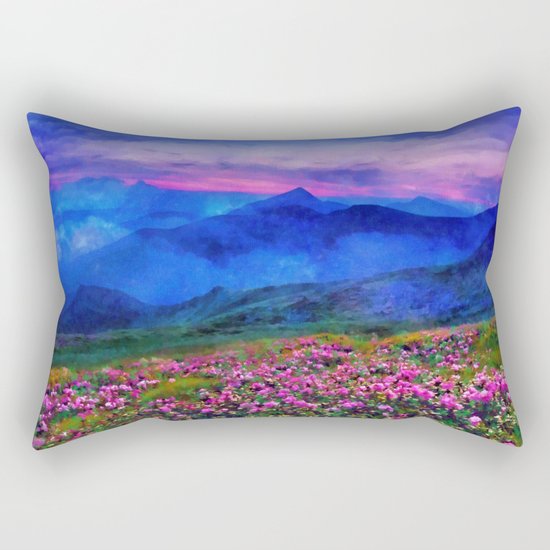 Flowering mountains in the clouds Rectangular Pillow
