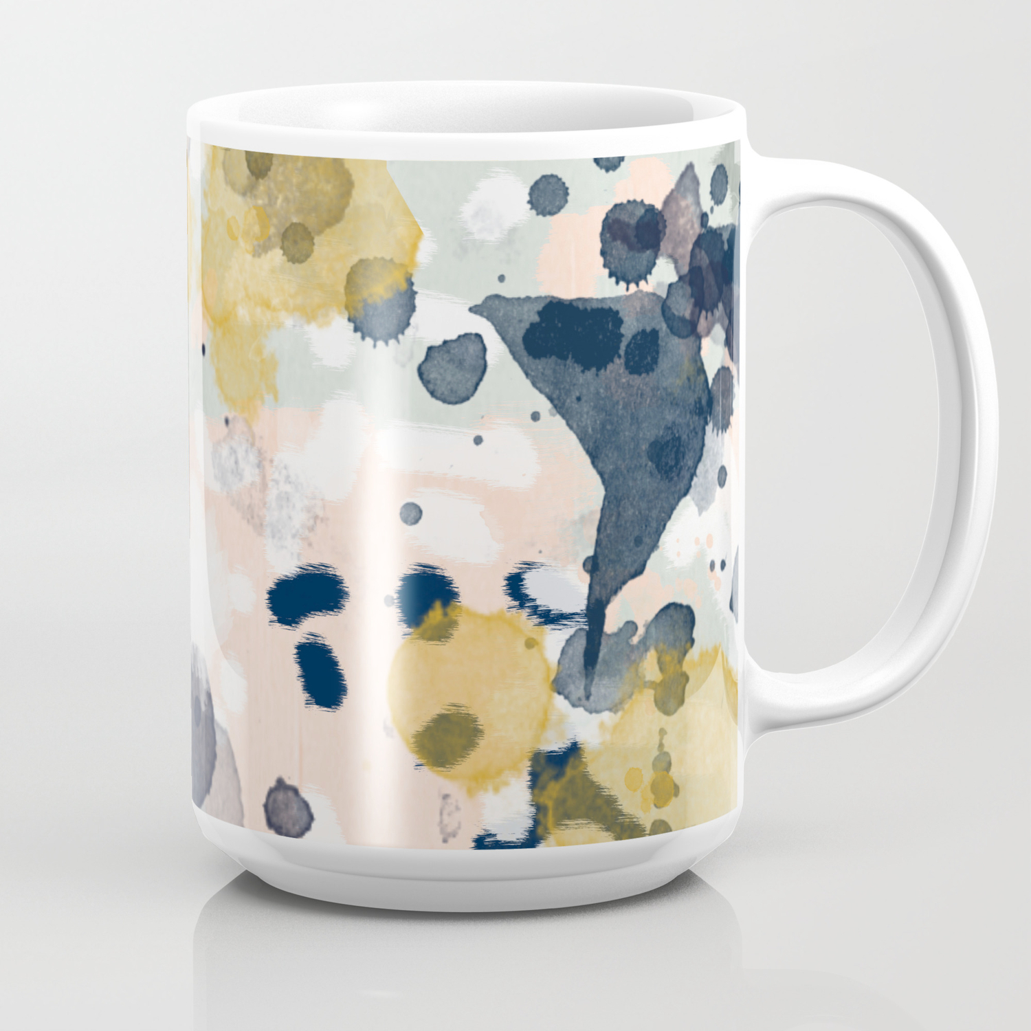 Noel Navy Mint Gold Painted Abstract Brushstrokes Minimal Modern Canvas Art Painting Coffee Mug By Charlottewinter Society6