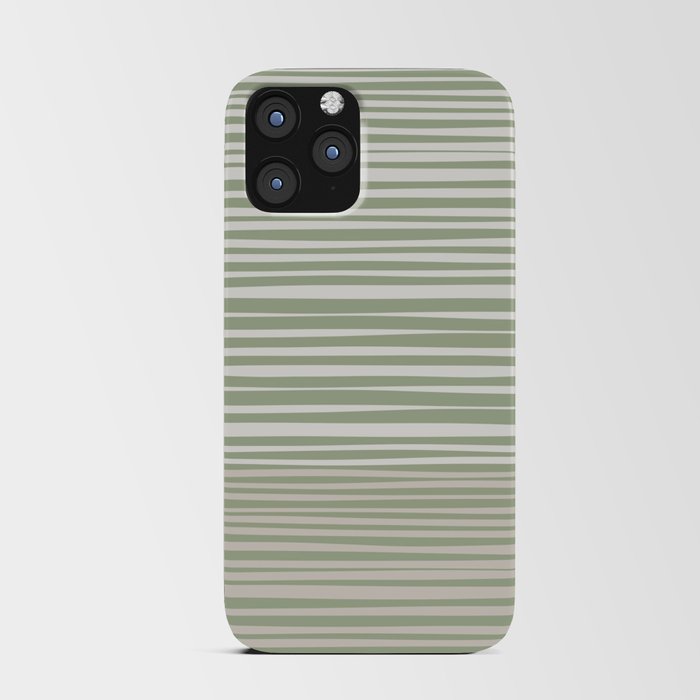Natural Stripes Modern Minimalist Colour Block Pattern Sage Green Beige Off White iPhone Card Case