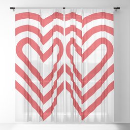 3 layers of red heart-shaped lines Sheer Curtain