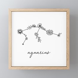 Aquarius Floral Zodiac Constellation Framed Mini Art Print