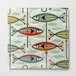 Vintage Color Block Fish Metal Print