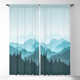 Teal Mountains Blackout Curtain
