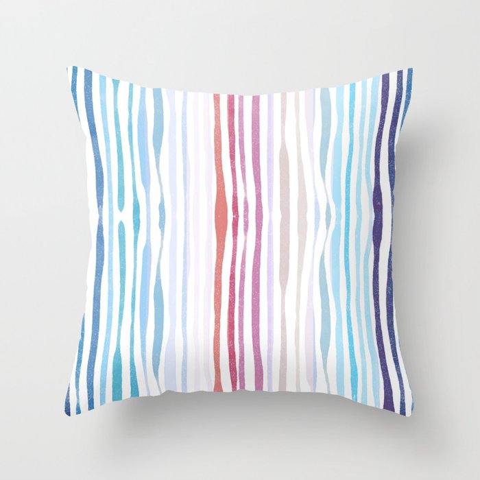 Funky Watercolor Strips Throw Pillow