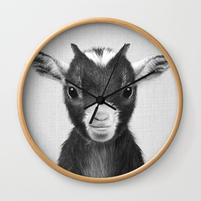 Baby Goat - Black & White Wall Clock