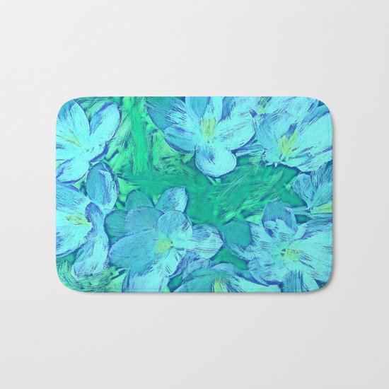 Ocean Floral Abstract - Painterly Bath Mat