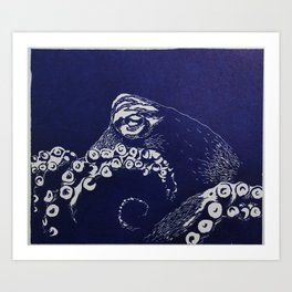 Blue octopus Art Print