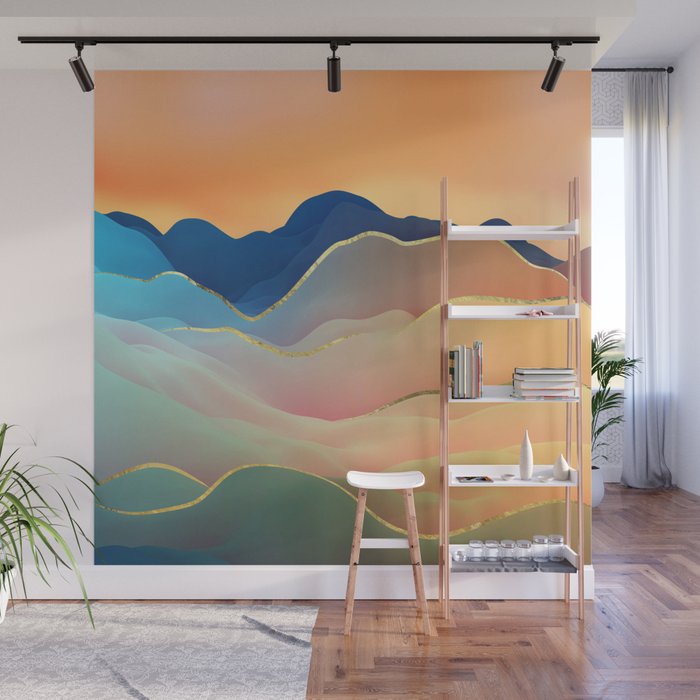 Abstract Mountain Landscape Digital Art Wall Mural By K9printart