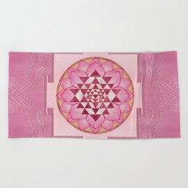 Sri Yantra  / Sri Chakra in lotus Beach Towel