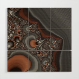 Fantastic Fractal Digital Art Copper Grey Wood Wall Art