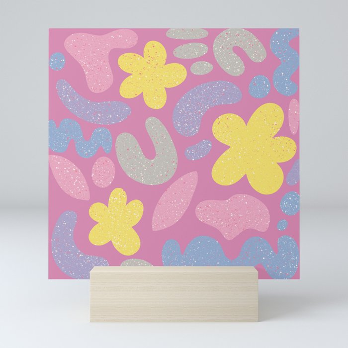 Happy Easter Blobs - Medium pink Mini Art Print