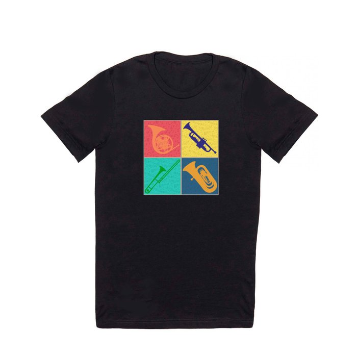 Brass Section Tshirt Pop Art Colorful Four Square Design T Shirt by Phoxy  Design