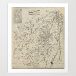 Vintage Map of The Adirondack Mountains (1874) Art Print