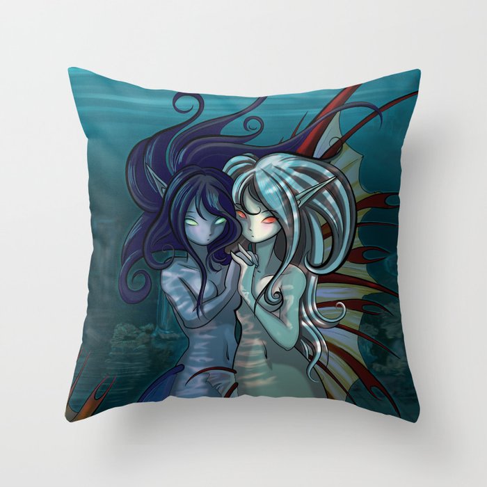 Fantasy style Anime / Manga mermaids Throw Pillow
