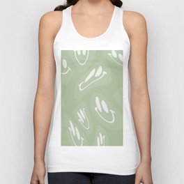 Green And White Smiley Faces Unisex Tank Top