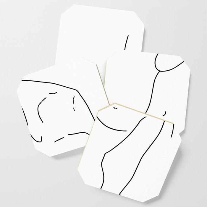 Abstract Female Anatomical Form Line Art Lillias Right Coaster by