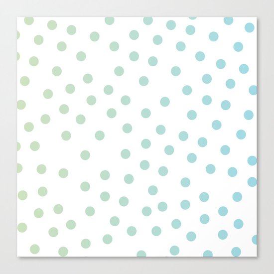 Simply Dots in Turquoise Green Blue Gradient on White Canvas Print