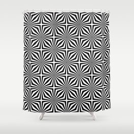 Black and White Geometric Repeat Pattern Shower Curtain