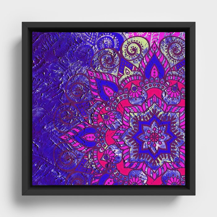-A15- Colored Moroccan Mandala Artwork. Framed Canvas