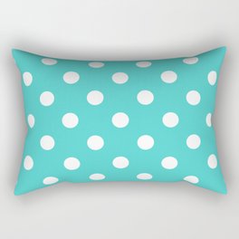 Turquoise and White Polka Dots Palm Beach Preppy Rectangular Pillow