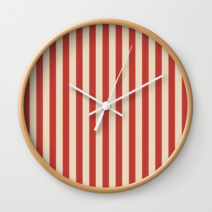 Vintage pink stripes Wall Clock