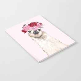 Llama with Pink Roses Flower Crown Notebook