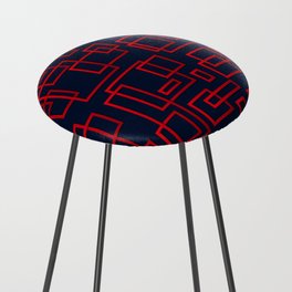 Red Color Geometric Pattern Counter Stool